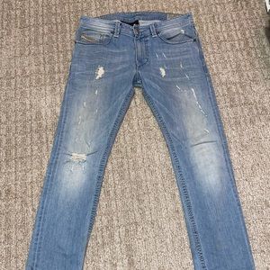 Diesel Slim Fit Distressed Blue Denim
